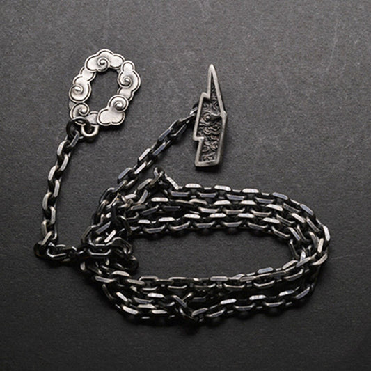 Lightning Bolt 4mm Chain Set Necklace | 925 Silver