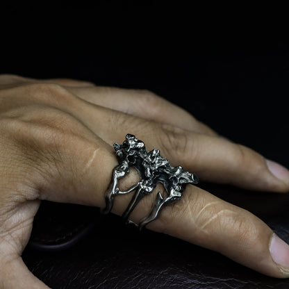 Spine Bone Ring, Abstract Skeleton Design Bone Jewelry