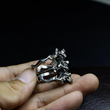Spine Bone Ring, Abstract Skeleton Design Bone Jewelry