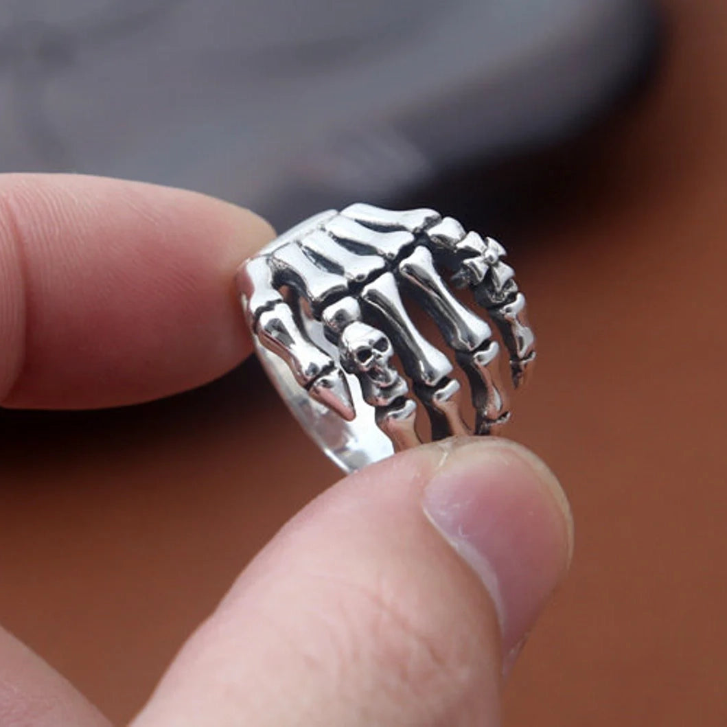 Skeleton Hand Solid Silver Ring – XY ELEMENT