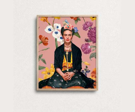 Frida Kahlo Portrait Floral Digital Art