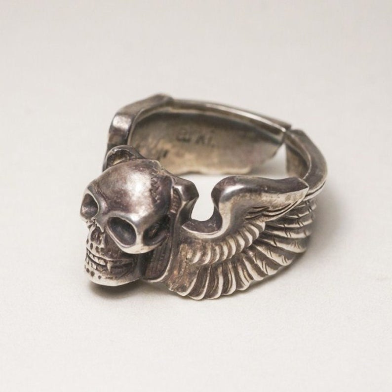 Skull Wing WW2 USAAF Air Force Pilot Badge Ring