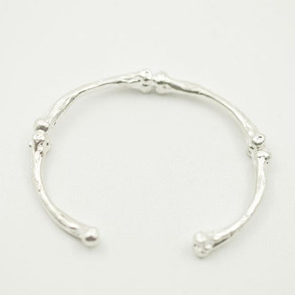 Double Bone Silver Cuff Bracelet