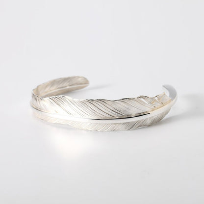 Handmade Silver Feather Cuff Bracelet