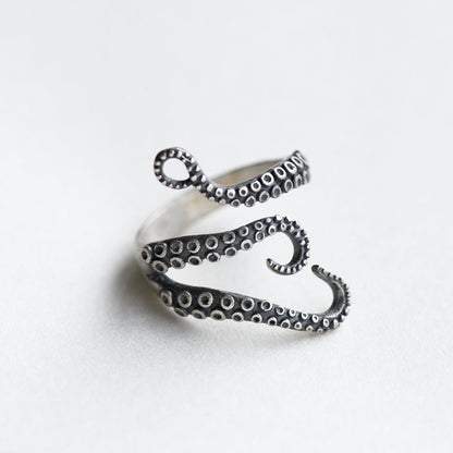 Octopus Ring 925 Sterling Silver Adjustable Tentacles Statement Ring