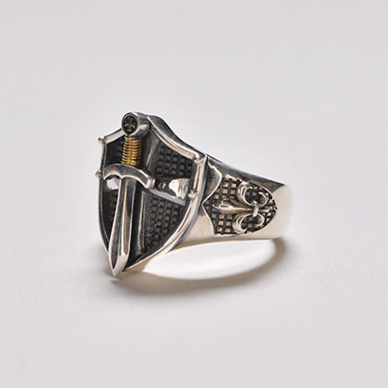 Fleur De Lis Medieval Dagger with AU999 Gold Ring