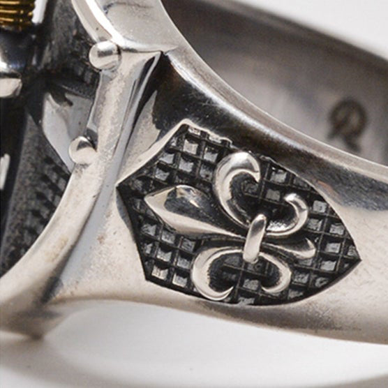 Fleur De Lis Medieval Dagger with AU999 Gold Ring