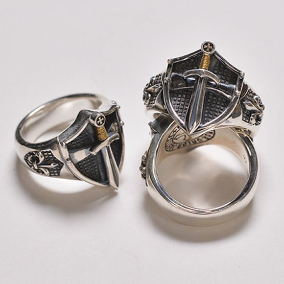 Excalibur Medieval Silver and AU999 Gold Ring