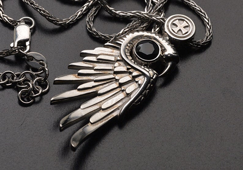 Medieval Silver Wing Pendant Necklace