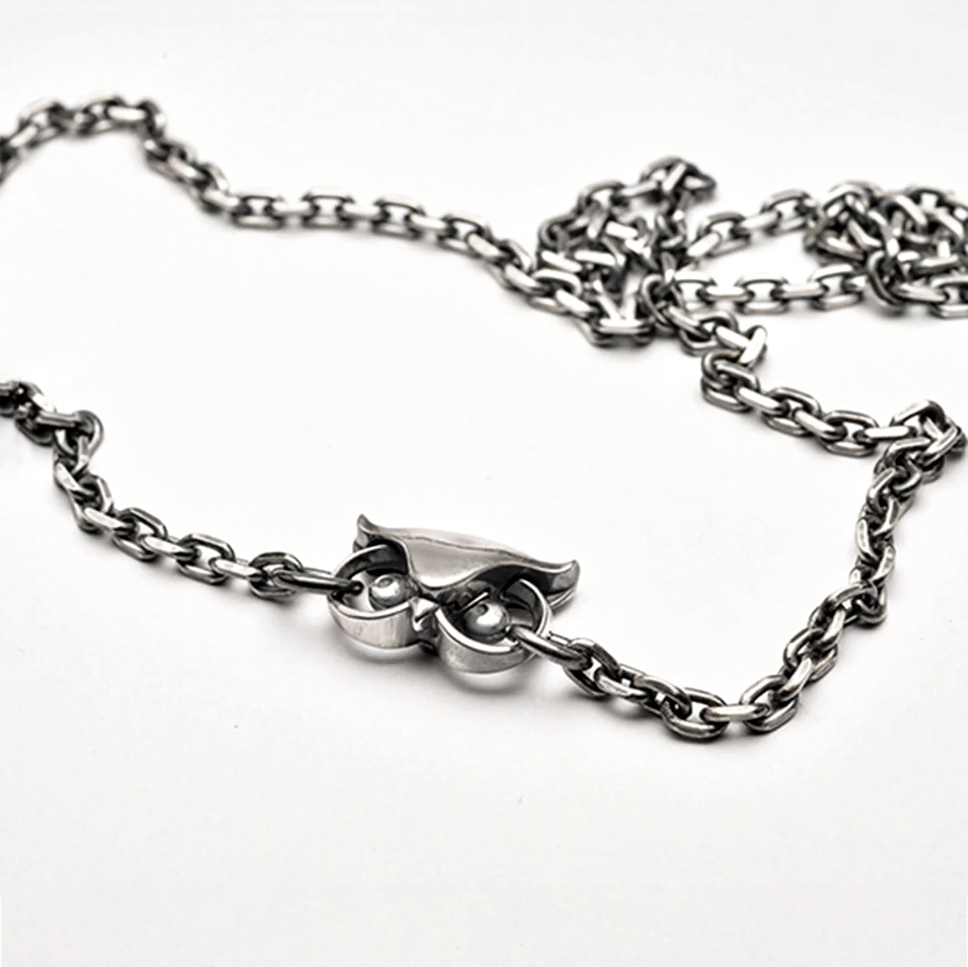 Silver Owl Spring Buckle Necklace